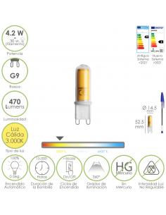 Bombilla Led Rosca G9. 4.2 Watt. Equivale A 15 Watt. 470 Lumenes. Luz Calida (3000º K.)