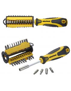 Juego De Puntas con Destornillador  1/4" 35 Piezas. Acero Cromo Vanadio, Kit Destorpuntas, Puntas Destornillador.