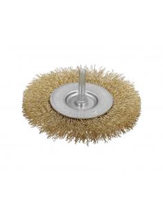 Cepillo Acero Latonado Para Taladro. Disco Ø 100 mm. Espiga 1/4" Cepillo Taladro Alambre Latón, Cepillo Limpieza, Cepillo Pulir.