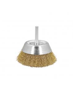 Cepillo Acero Latonado Para Taladro Taza Ø 75 mm. Espiga 1/4" Cepillo Taladro Alambre Latón, Cepillo Limpieza, Cepillo Pulir.