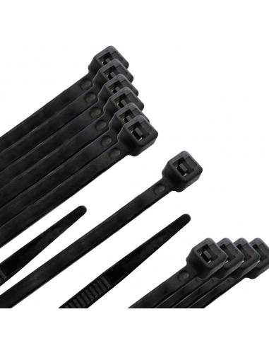 Brida Nylon 100%. Color Negro 2,5 x 200 mm. Bolsa 100 unidades. Abrazadera Plastico, Organizador Cables, Alta Resistencia