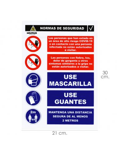 Cartel Combinado Aviso Normas Seguridad 30x21cm.