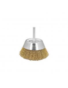 Cepillo Acero Latonado Para Taladro Taza Ø 50 mm. Espiga 1/4" Cepillo Taladro Alambre Latón, Cepillo Limpieza, Cepillo Pulir.