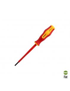 Destornillador Plano Aislado Certificado VDE 1.000 V. Medida 0,6x Ø 3,0 x 100 mm. Destornillador Seguridad Electricista