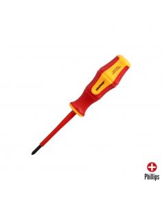 Destornillador Phillips Aislado Certificado VDE 1.000 V. Medida PH 1 - 4,5 x 80 mm. Destornillador Seguridad Electricista