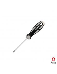 Destornillador Phillips Acero S2 Mango TPR Bimaterial. Medida PH 0 - Ø 3,0 x 75 mm.