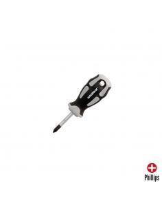 Destornillador Phillips Acero S2 Mango TPR Bimaterial. Medida PH 1 x Ø 5,0 x 38 mm.