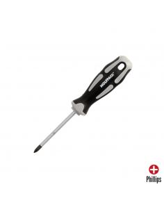 Destornillador Phillips Acero S2 Mango TPR Bimaterial. Medida PH 1 x Ø 5,0 x 75 mm.
