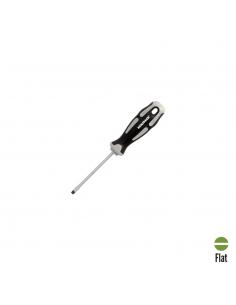 Destornillador Plano Estampado Acero S2 Mango TPR Bimaterial. Medida 0,8 x Ø 4,0 x 75 mm.