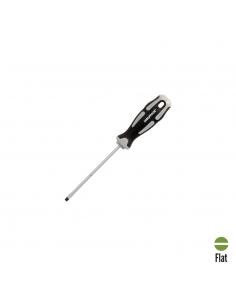 Destornillador Plano Estampado Acero S2 Mango TPR Bimaterial. Medida 0,8 x Ø 4,0 x 100 mm.