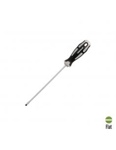 Destornillador Plano Estampado Acero S2 Mango TPR Bimaterial. Medida 0,8 x Ø 4,0 x 150 mm.