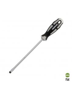Destornillador Plano Estampado Acero S2 Mango TPR Bimaterial. Medida 1,6 x Ø 8,0 x 200 mm.