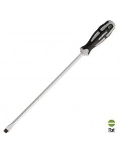 Destornillador Plano Estampado Acero S2 Mango TPR Bimaterial. Medida 1,6 x Ø 9,0 x 300 mm.