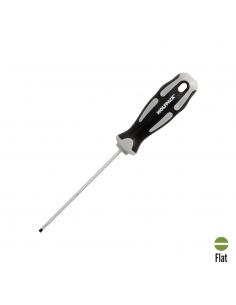 Destornillador Plano Vaciado Acero S2 Mango TPR Bimaterial. Medida 0,5 x Ø 3,0 x 100 mm.  DIN5265