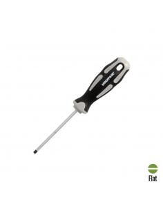 Destornillador Plano Vaciado Acero S2 Mango TPR Bimaterial. Medida 0,8 x Ø 4,0 x 75 mm.  DIN5265