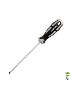 Destornillador Plano Vaciado Acero S2 Mango TPR Bimaterial. Medida 0,8 x Ø 4,0 x 125 mm.  DIN5265