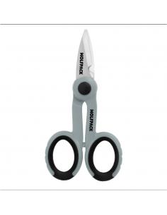 Tijeras Electricista 140 mm. Mango TPR No tension. Hojas Acero Inoxidable, Ergonomicas, Tijeras Cortar Cable, Pelacables