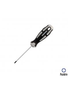 Destornillador Pozidriv Acero S2 Mango TPR Bimaterial. Medida PZ 0 x Ø 3,0 x 75 mm.  DIN5262.