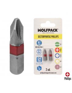 Puntas Largas Destornillador Phillips Nº 2 (2 Piezas). Acero S2 al Cromo Vanadio. Puntas Hexagonales, Destorpuntas,