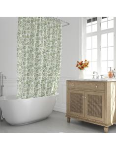 Cortina Ducha Hojas Verdes 180x200cm. Impermeable