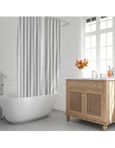 Cortina Ducha Rayas Blancas 180x200cm. Impermeable