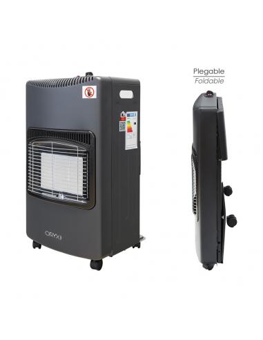 Estufa Gas Infrarroja Ceramica 4,5 Kw. Plegable 3 Potencias, Triple Sistema de Seguridad, Con Ruedas, Encendido Piezo-Electrico