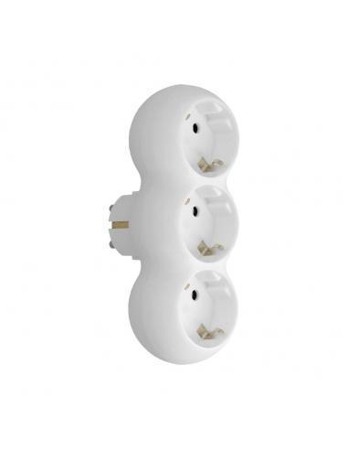 Adaptador Triple Schuko Recto 16A. 250V.