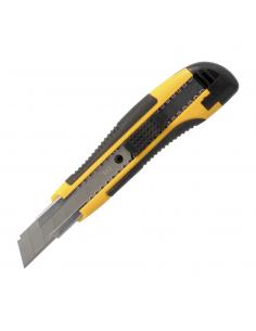 Cutter Con Hoja De 18 mm. Con 2 Hojas. Acero SK5. Agarre Engomado Bimaterial. Pulsador Seguridad Liberación hoja. Cuters Cutters