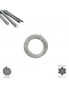 Cable Galvanizado 3 mm. (Rollo 25 Metros) No Elevacion