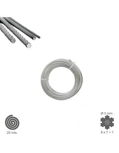 Cable Galvanizado 3 mm. (Rollo 25 Metros) No Elevacion