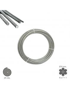 Cable Galvanizado 6 mm. (Rollo 25 Metros) No Elevacion