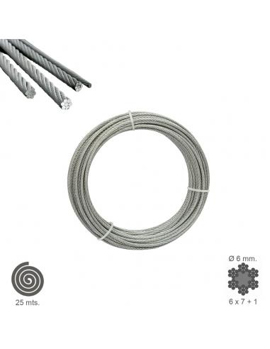 Cable Galvanizado 6 mm. (Rollo 25 Metros) No Elevacion