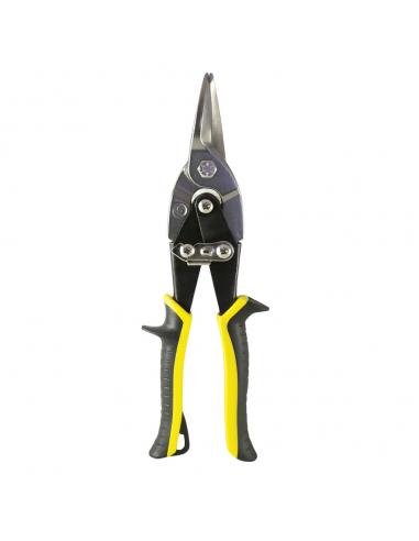 Tijeras Chapa Corte Central 250 mm. Hoja Acero Al Carbono, Mangos Engomados, Con Dientes Serrados, Cortachapa, Tijera Aviacion