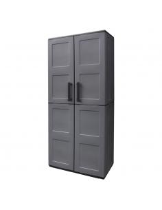 Armario Resina Alto 68x37x163 cm. Con Portaescobas. Color Gris Oscuro
