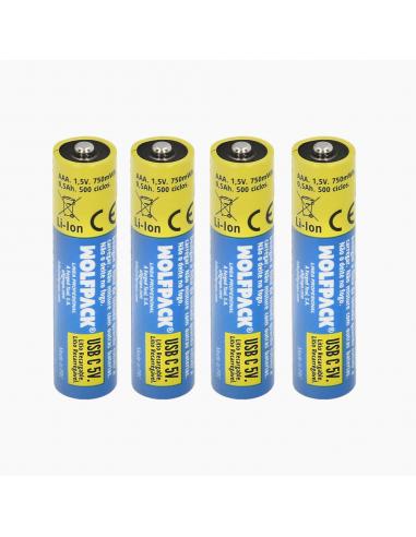 Pila Litio Recargable "AAA" 1,5V USB-C (4 Unidades)
