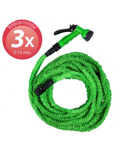 Manguera Extensible Riego 5 a 15 Metros Con Pistola De 7 Posiciones