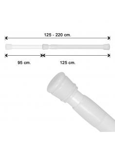 Barra Para Cortina Ducha Extensible Aluminio Blanco 125 a 220 cm.