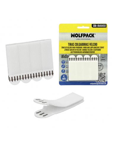 Tiras Colgadoras Adhesicas Con Velcro 16 x 55 mm. Blister 4 unidades