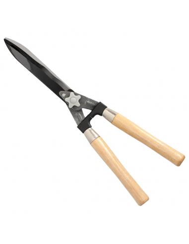 Tijeras Podar Setos 2 Manos Mangos Madera 54 cm. Hojas Acero Antiadherente, Ajuste Corte