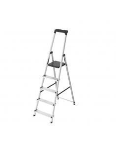 Escalera Aluminio 5 Pedaños Uso Domestico Certificada En 131 Con Bandeja Para Herramientas,