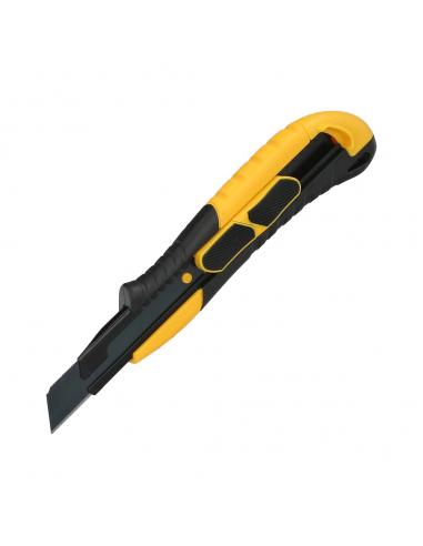 Cutter 18 Mm. Con 2 Hojas Acero Sk5 Boton Autoretractil Hoja Pavonada Negra