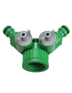 Adaptador Manguera Plastico 3/4 - 1" Hembra  con 2 tomas Blister - Imagen 1