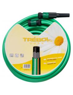 Manguera Verde Trebol Trenzado 15 mm. - 5/8" Rollo 15 metros Con Accesorios - Imagen 1