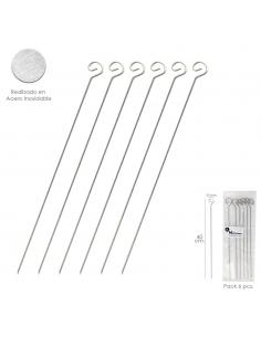 Pinchitos Acero Inoxidable Grandes 40 cm. (Blister 6 Unidades) Saturnia - Imagen 1