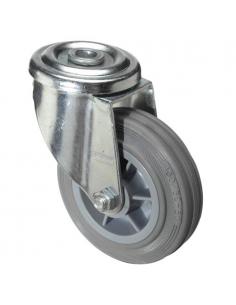 Rueda Industrial Goma Gris Pasante 100 mm. - Imagen 1