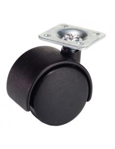 Rueda Domestica Nylon Negro Placa   40 mm. - Imagen 1