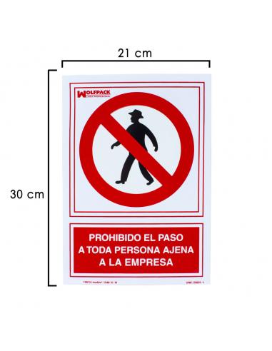 Cartel Prohibido el Paso Persona Ajena Empresa 30x21 cm. - Imagen 1