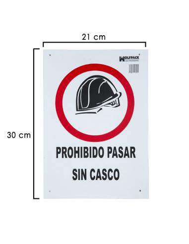 Cartel Prohibido Pasar Sin Casco 30x21 cm. - Imagen 1