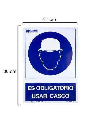 Cartel Obligatorio Usar Casco 30x21 cm. - Imagen 1
