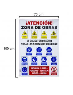 Cartel Combinado Normas Obra  100x70 cm. - Imagen 1